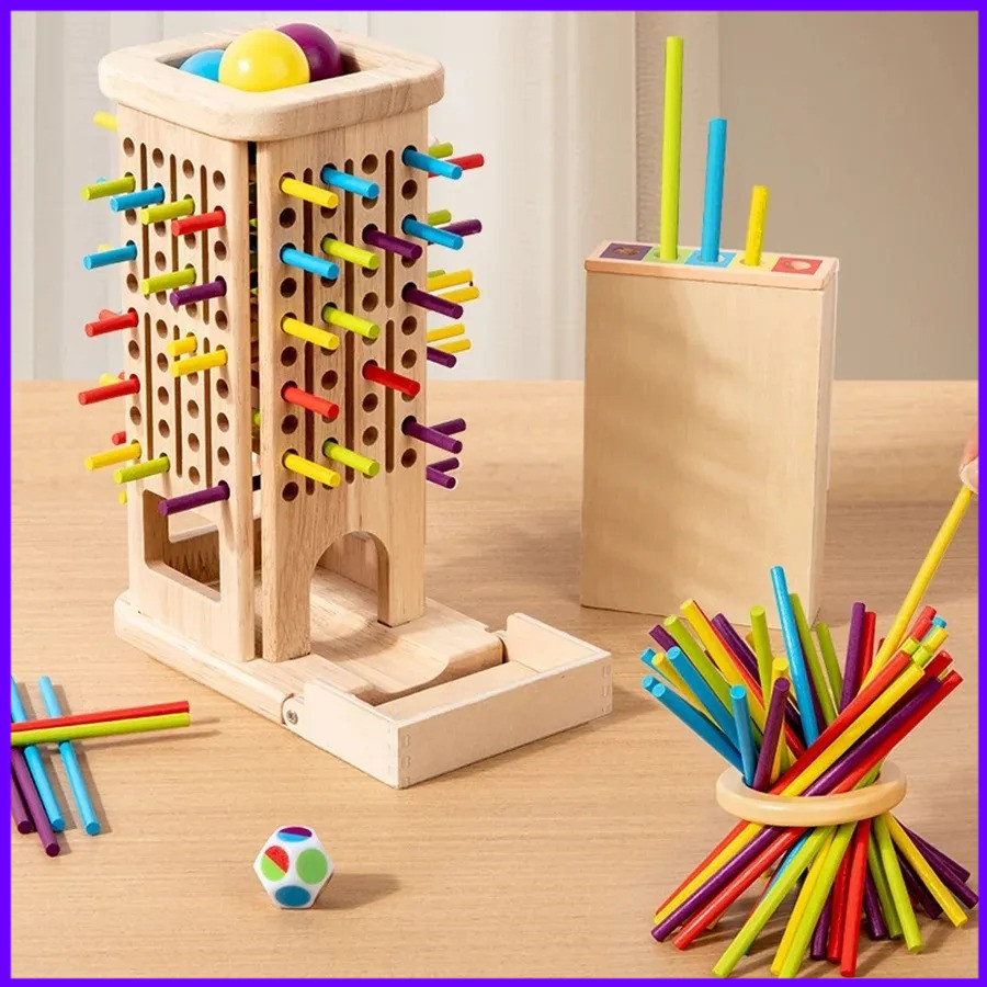 Kids Toys Entertainer - Montessori Wooden Stick Tower Toy Parent-Child